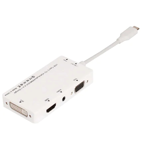 Type-C to VGA + Audio + HDMI + DVI Multi-function Cable - White